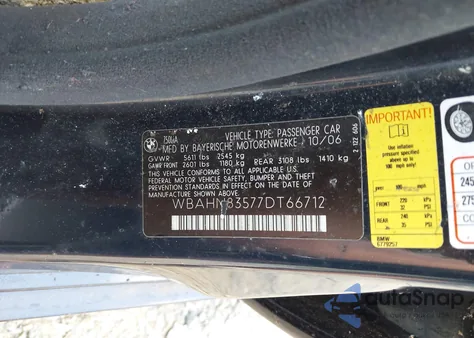 2007 BMW 750Li z USA, uszkodzony, nr VIN WBAHN83577DT66712